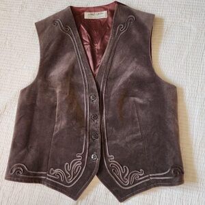Brown velvet swirly embroidered vest